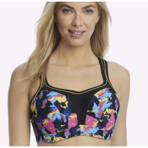 Panache Power Wired Sports Bra Multiway 34F Multicolor Electric Print NEW NWT - Picture 1 of 13